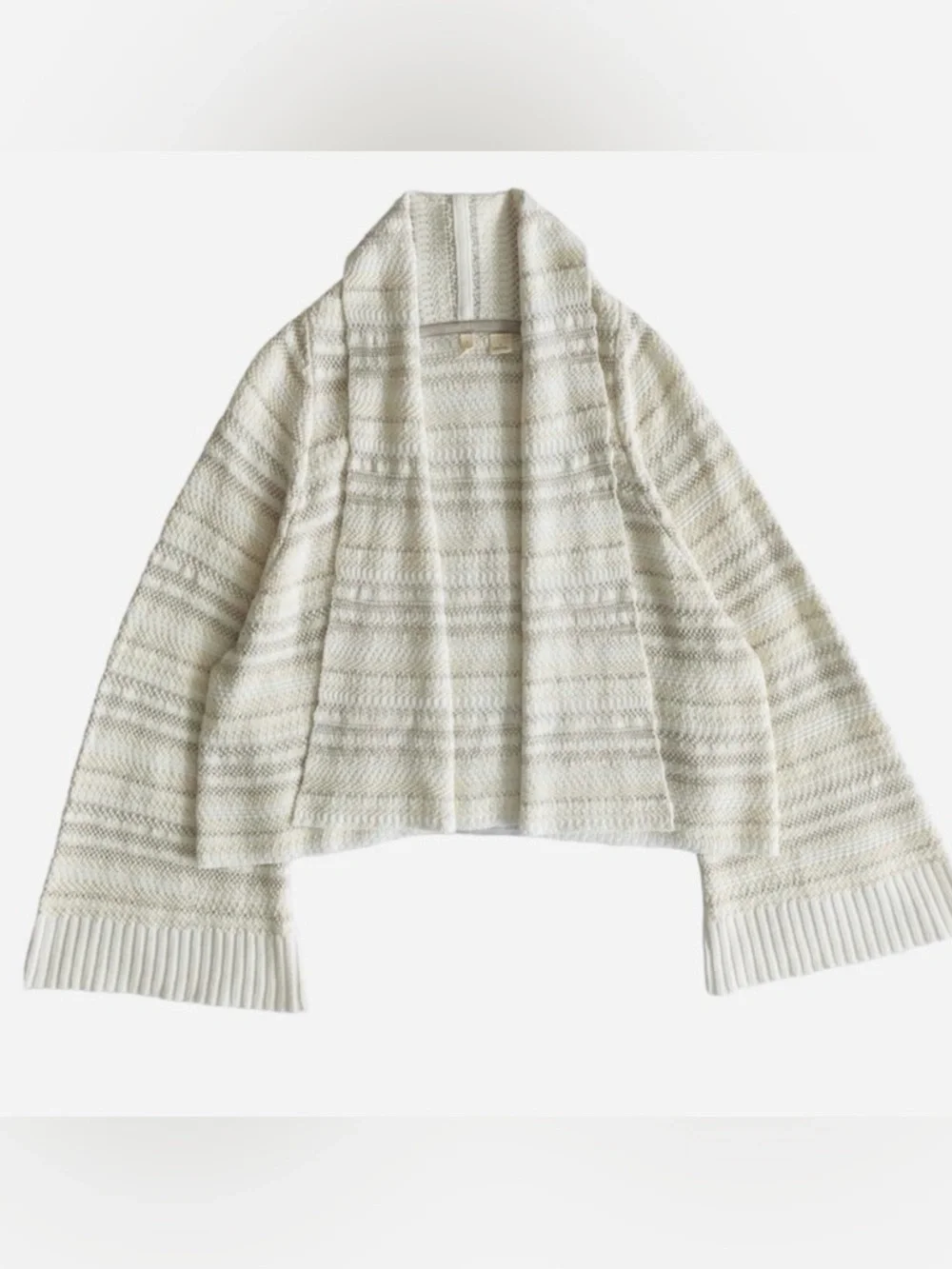 Anthropologie Moth Open Front Cardigan Sweater Beige Tan Textured Knit Size S